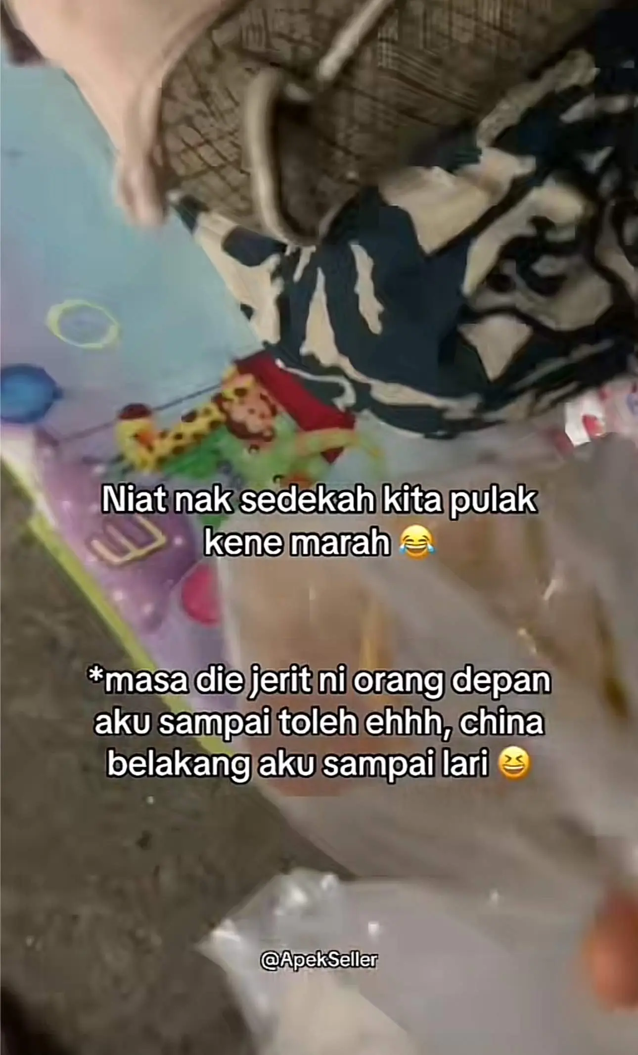 Homeless woman yelling at a man offering her food