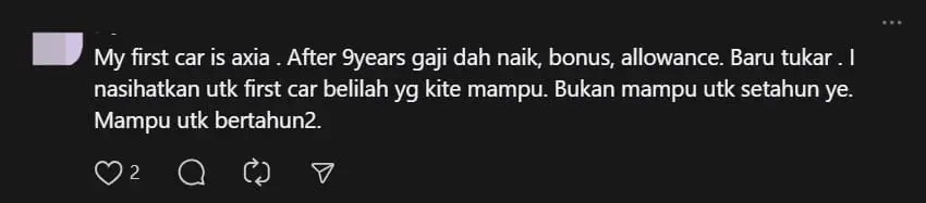 M'sian Engineer With RM3.5K Salary Regrets Buying Honda Car Due To Pressure From Family netizen comment 2