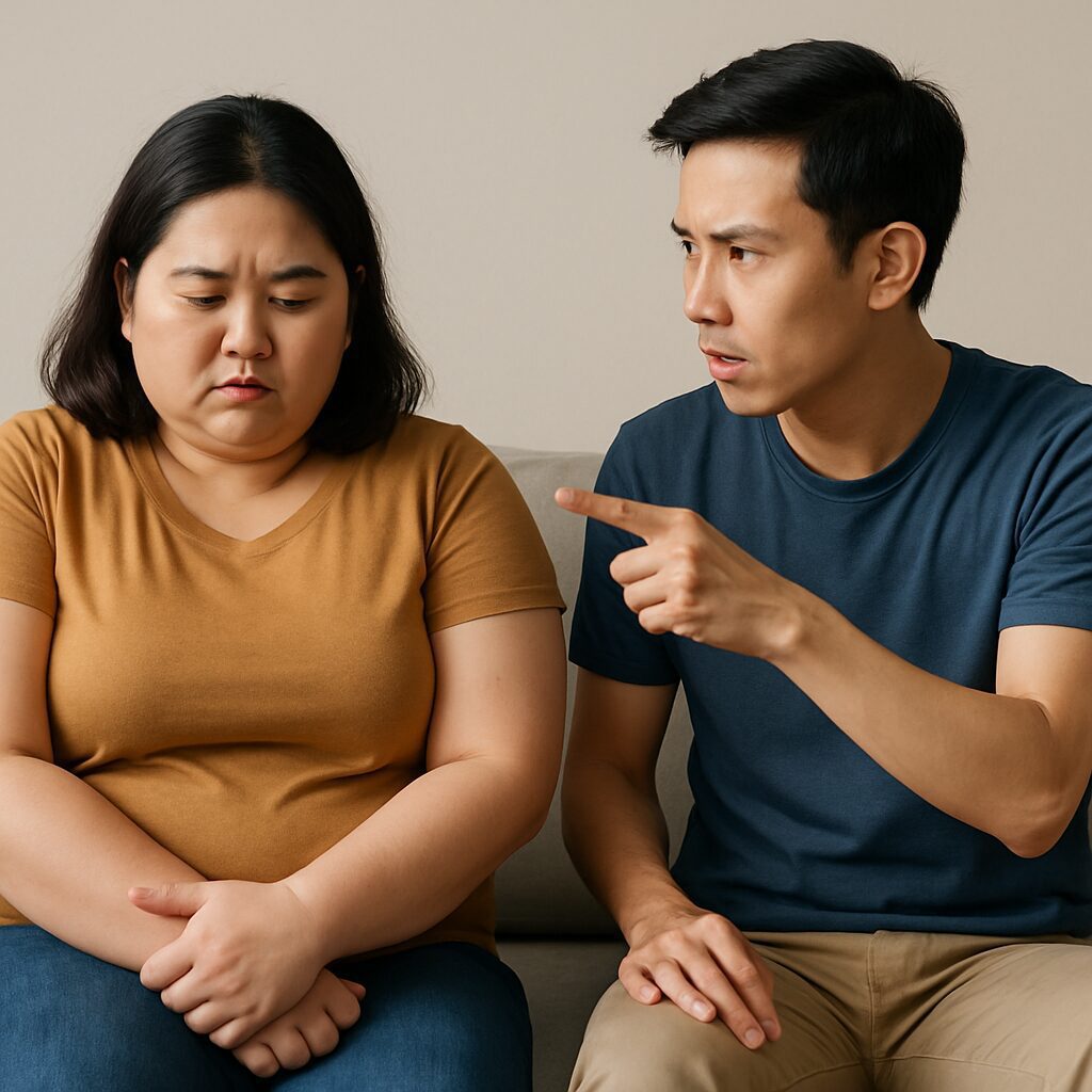 husband talking to his wife