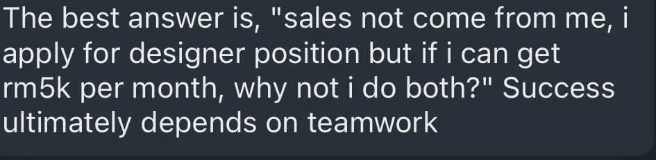 'If I Make RM90K, Will You Pay Me RM9K?', Says Job Seeker When Asked Whether RM3K Salary Can Earn RM30K - linkedin reshared comment