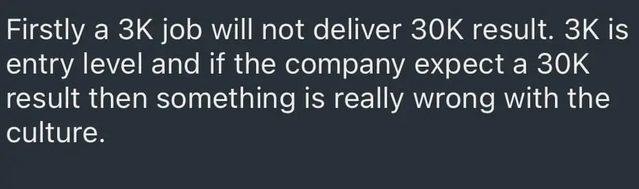'If I Make RM90K, Will You Pay Me RM9K?', Says Job Seeker When Asked Whether RM3K Salary Can Earn RM30K - linkedin reshared comment