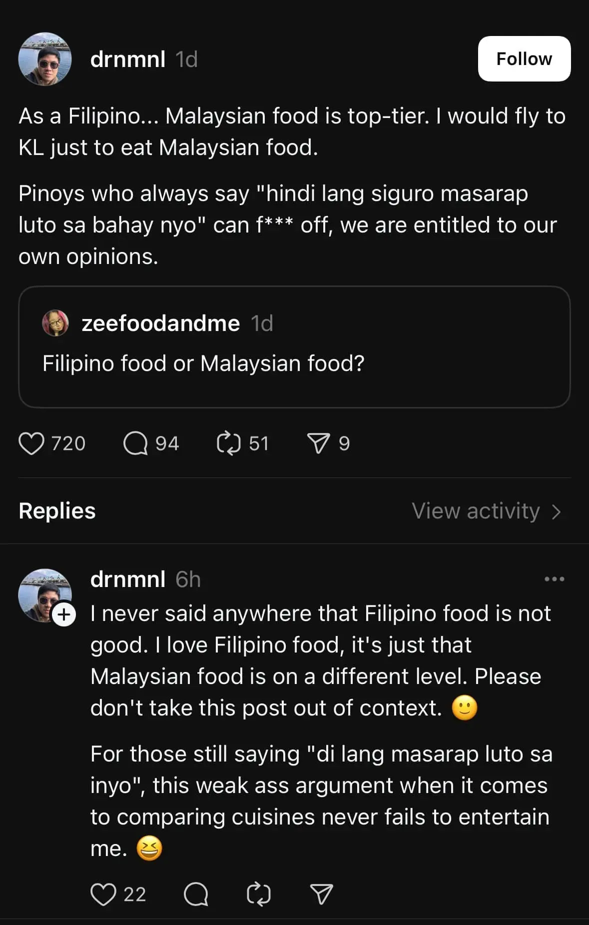 ‘I’ll Fly For It’ - Filipino Man Says M’sian Food Beats Filipino Dishes 