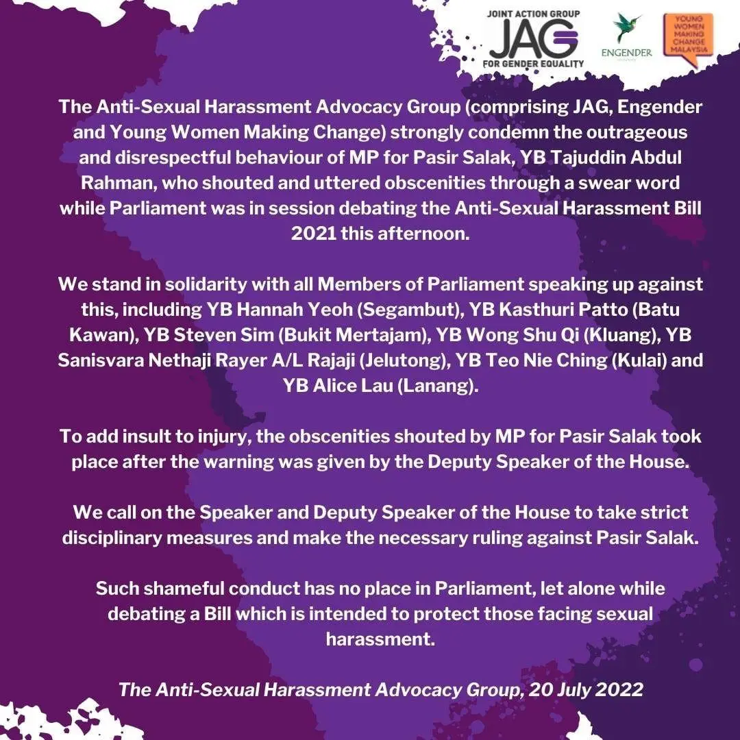 Pasir Salak MP Tajuddin Cursed In Parliament When MPs Debating The Anti-Sexual Harassment Bill