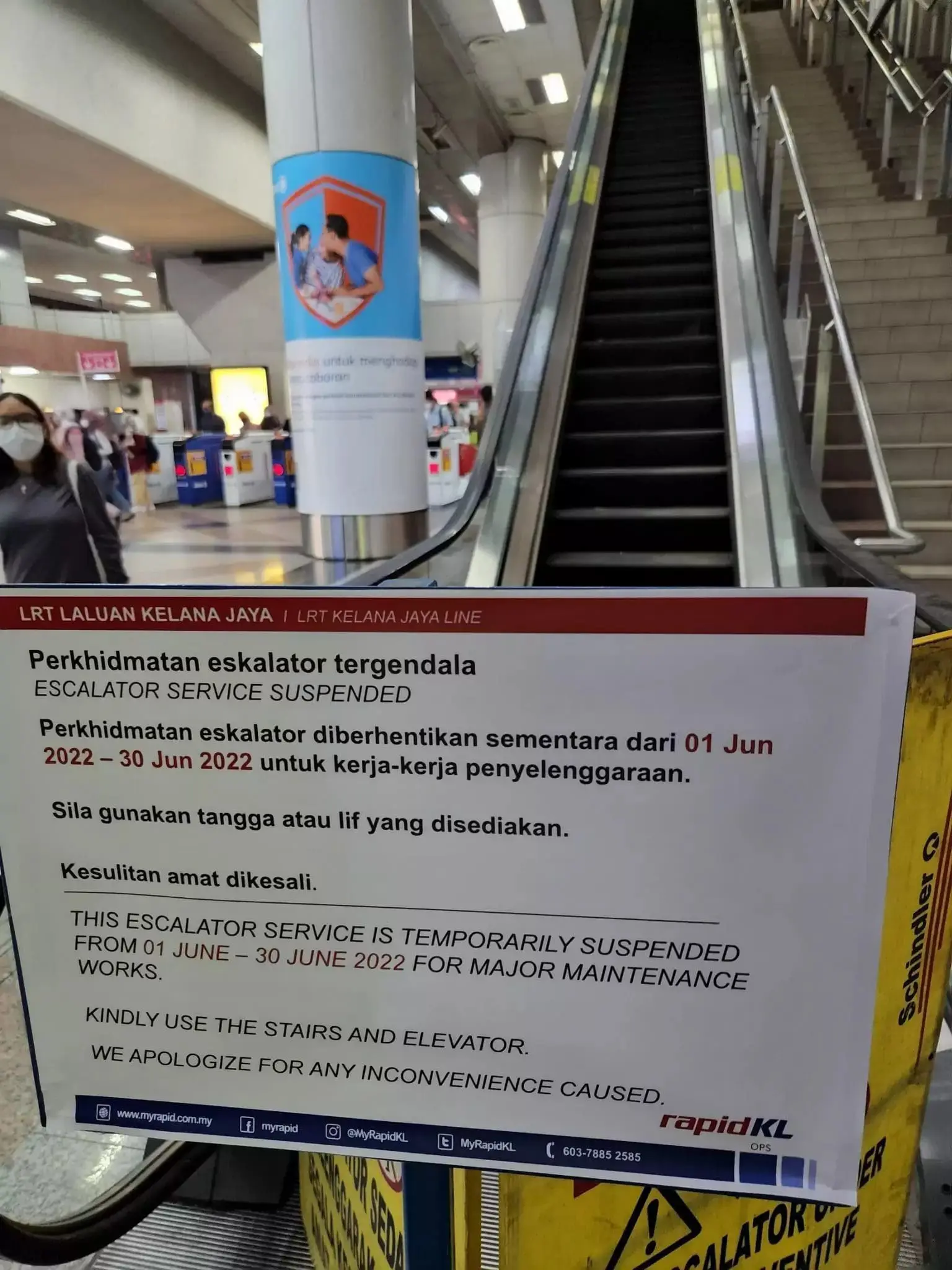 Broken escalator at MRT station