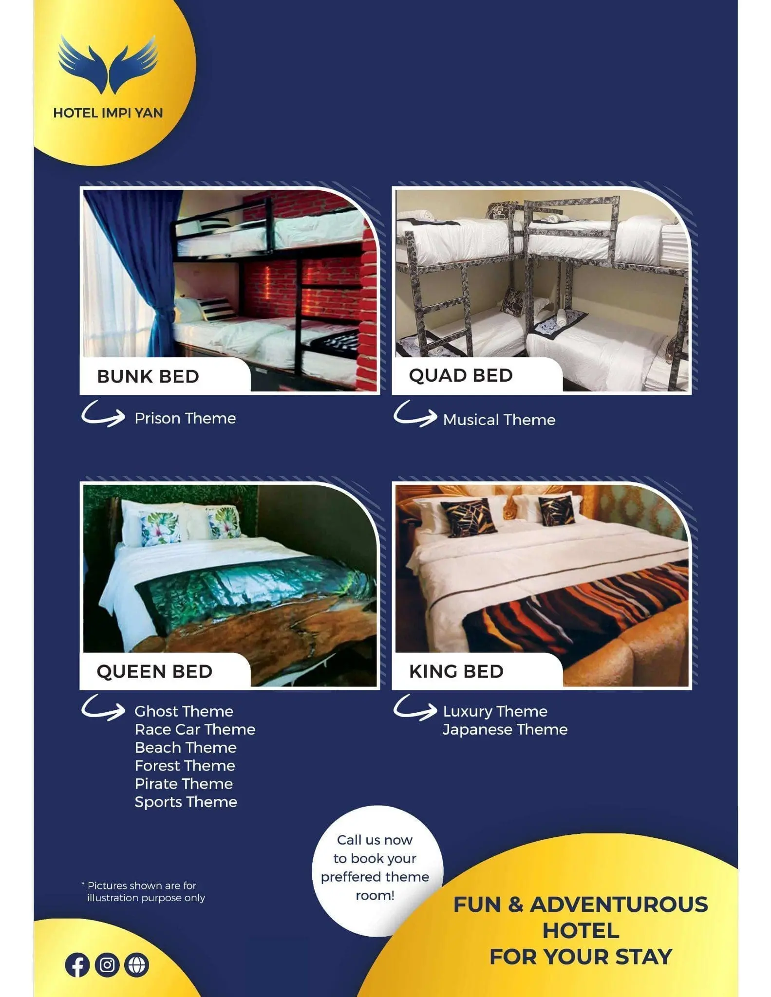 Room types at Hotel Impi Yan