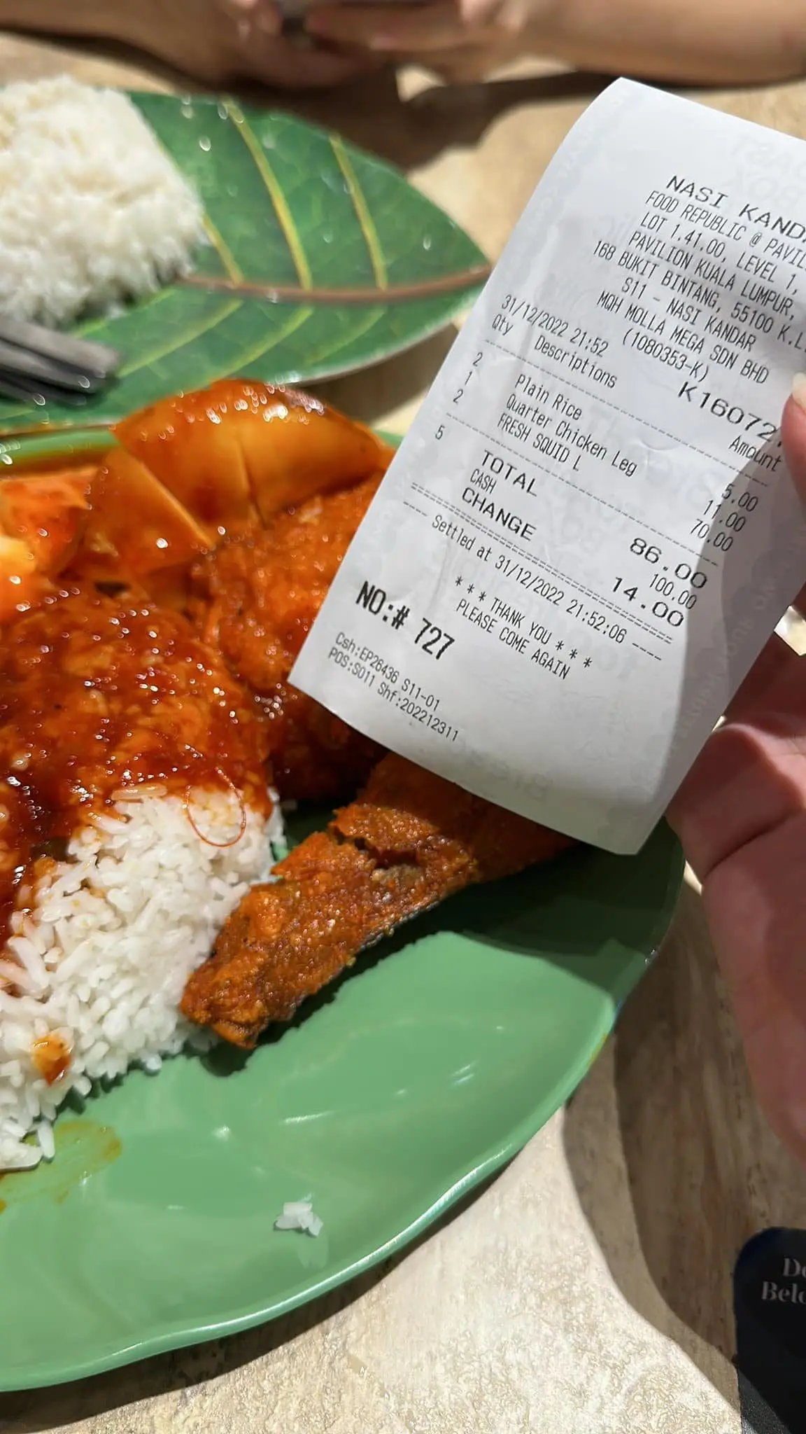 JB Man Shocked By RM86 Bill For Nasi Kandar With Sotong & Fried Chicken At Pavilion KL