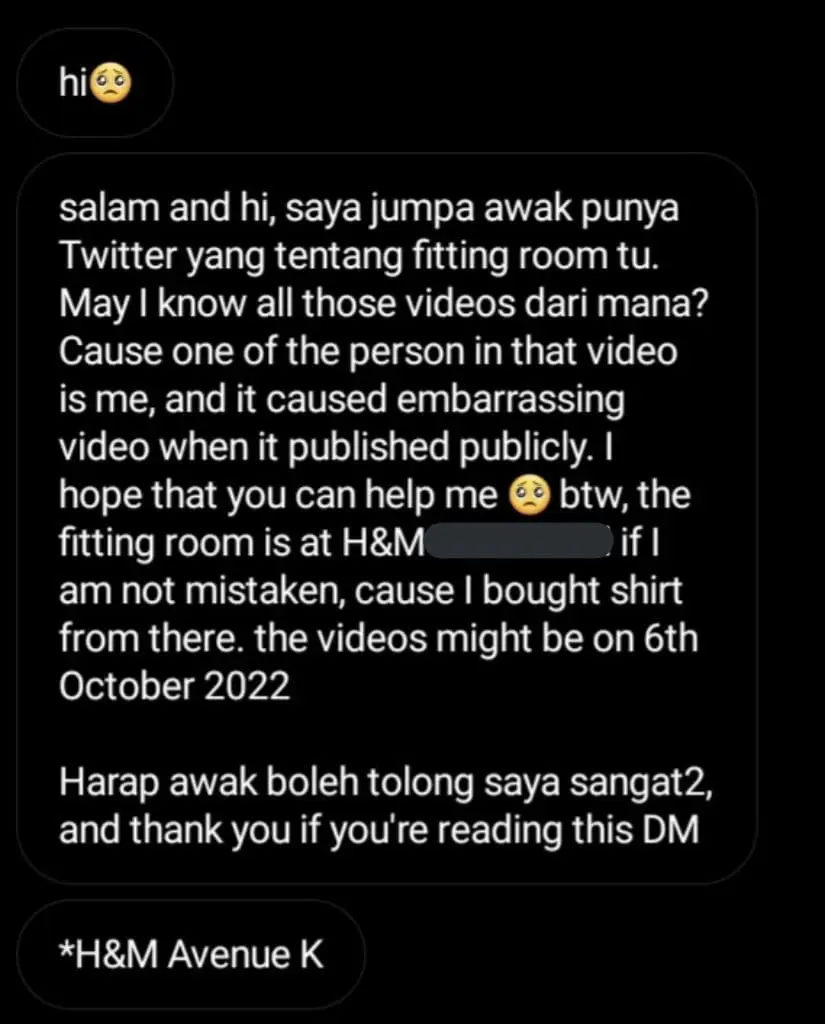 H&M fitting room victim