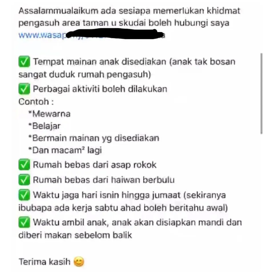 FB posting for nanny