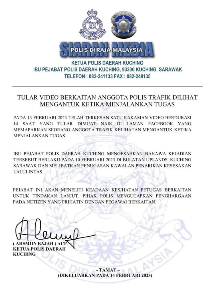 Kuching police statement 