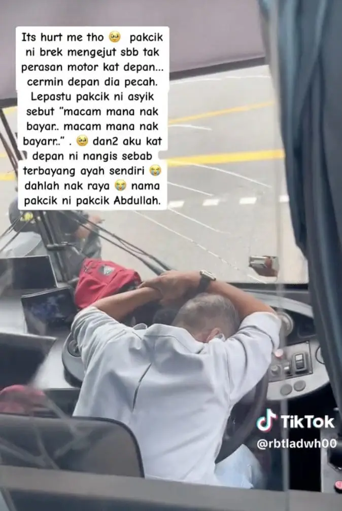 "How To Pay For This?" — M'sian Bus Driver Reduced To Tears After Windscreen Suffers Massive Crack During Accident
