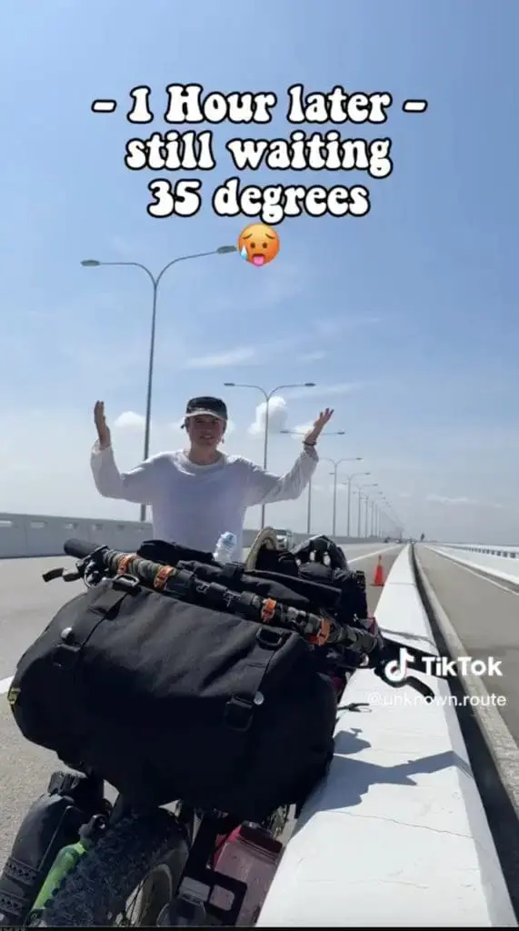 German cyclist Luca Montoya at Penang Bridge