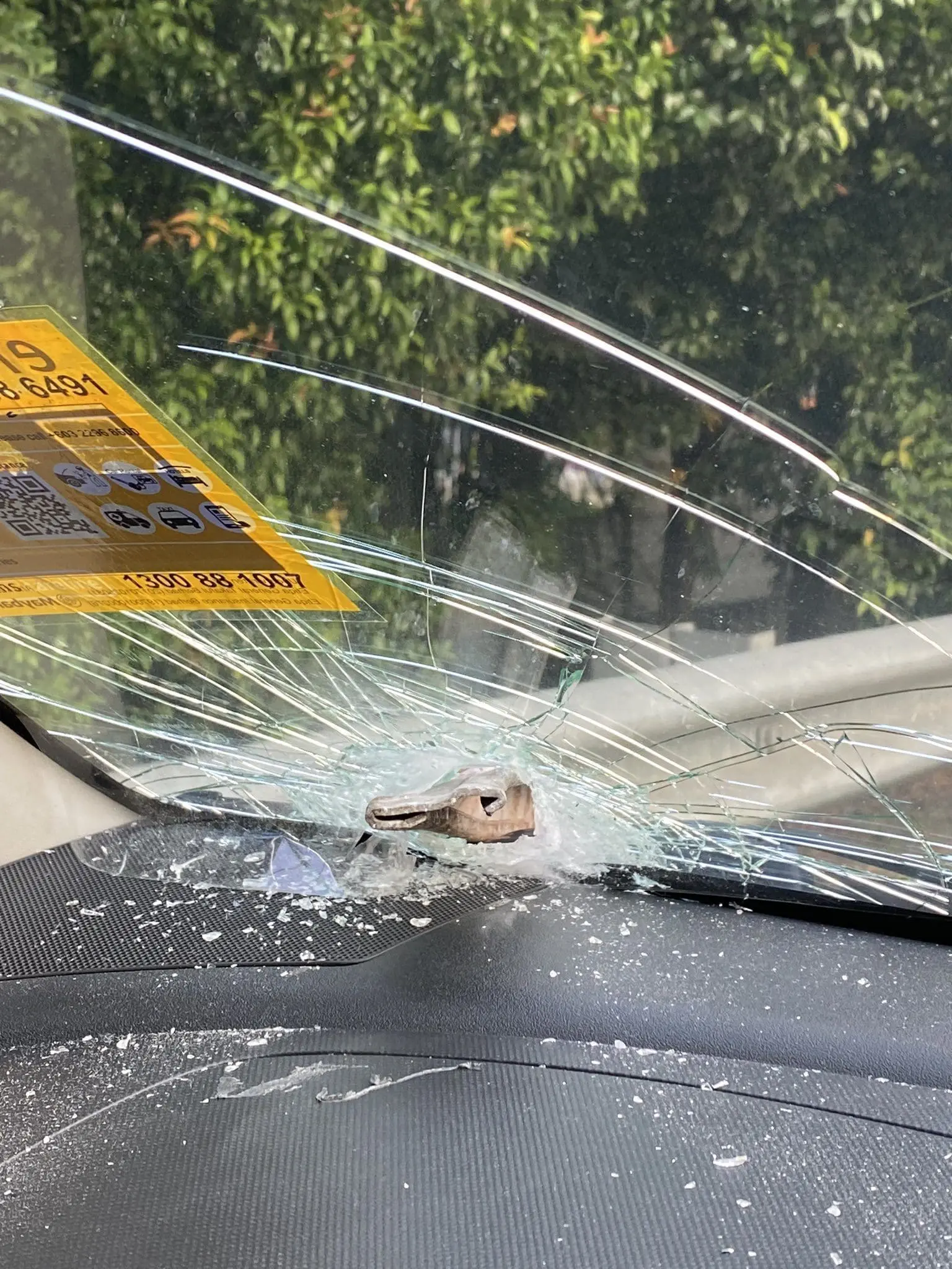 M'sian Woman Left Shaken After Metal Pole Pierces Right Through Her Car Windshield