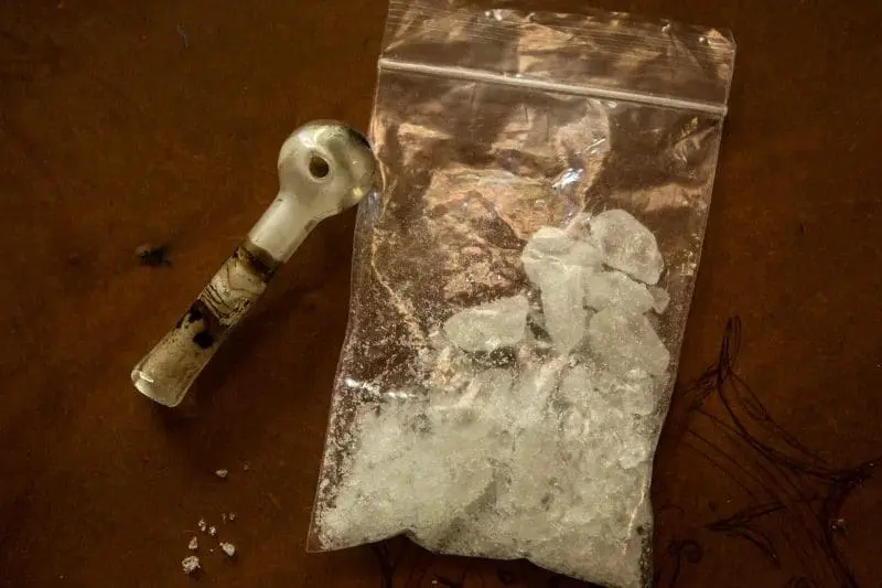 A packet of methamphetamine