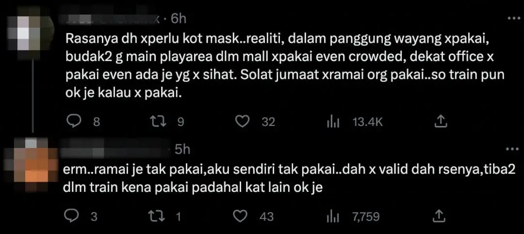 "Double Standards!" — M'sians Unhappy With Sabri And KJ Going Maskless On MRT Ride Despite Rule comment 3