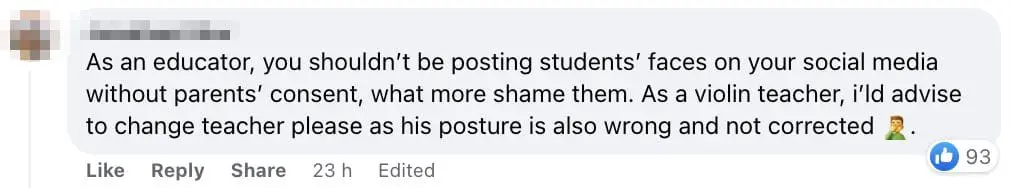 M'sian Violin Teacher Exposed For Cussing Students And Calling Them 'S*hai' On Instagram comment 3