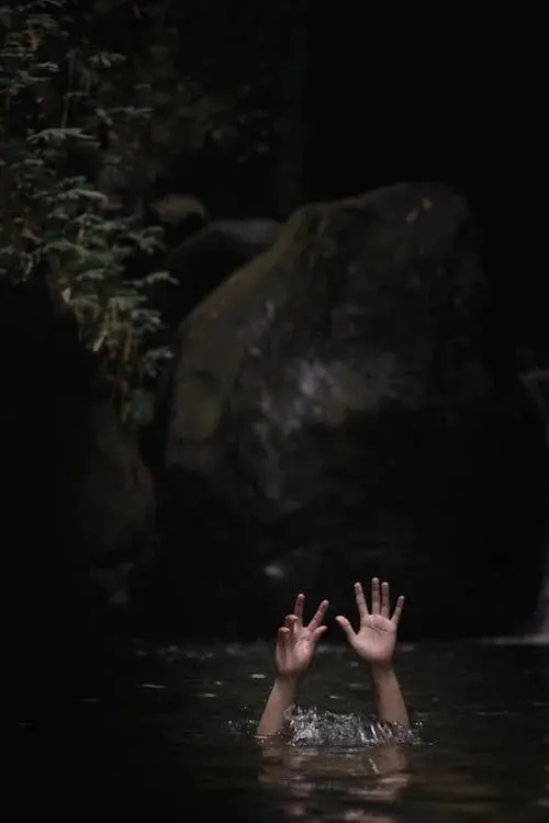 a person drowning in the river