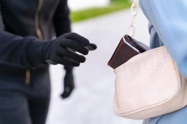 Pickpocket reaching for woman's wallet
