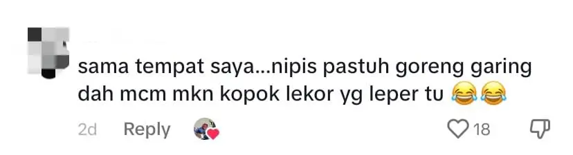 comments from netizens about tiny pisang goreng