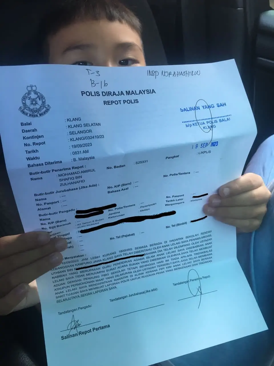 Police report made for 7 years old boy who got slapped by teacher