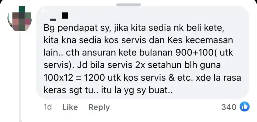 M'sian Man Seeks Advice From Netizens After Spending RM420 On Honda City's Maintenance Fee - comment
