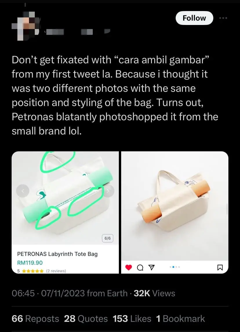 Petronas accused of copying local business' tote bag designs from Oh Sebenar