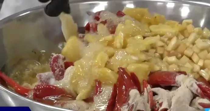 Chillis mixed with pineapple and chia seed