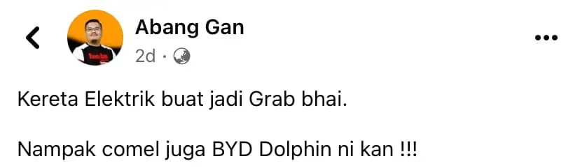 M'sians Amused To See EV Car Being Used As An E-Hailing Ride For Grab 