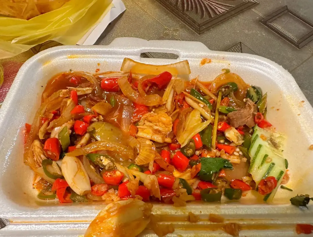 Cili Padi fried rice with a lot of chilies in it