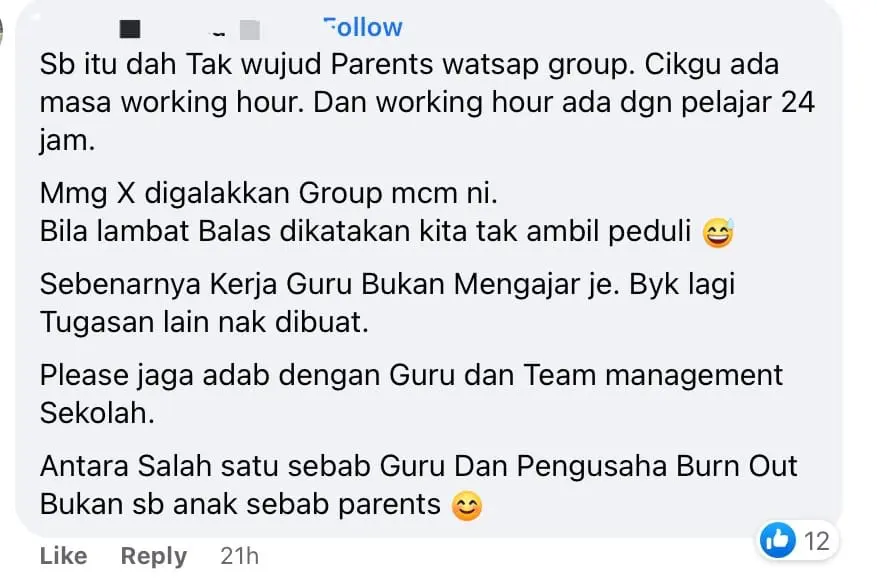 'I Hope You Have Hands To Reply To My Question' - M’sian Mum Slammed For Rude Message In School WhatsApp Group - comment