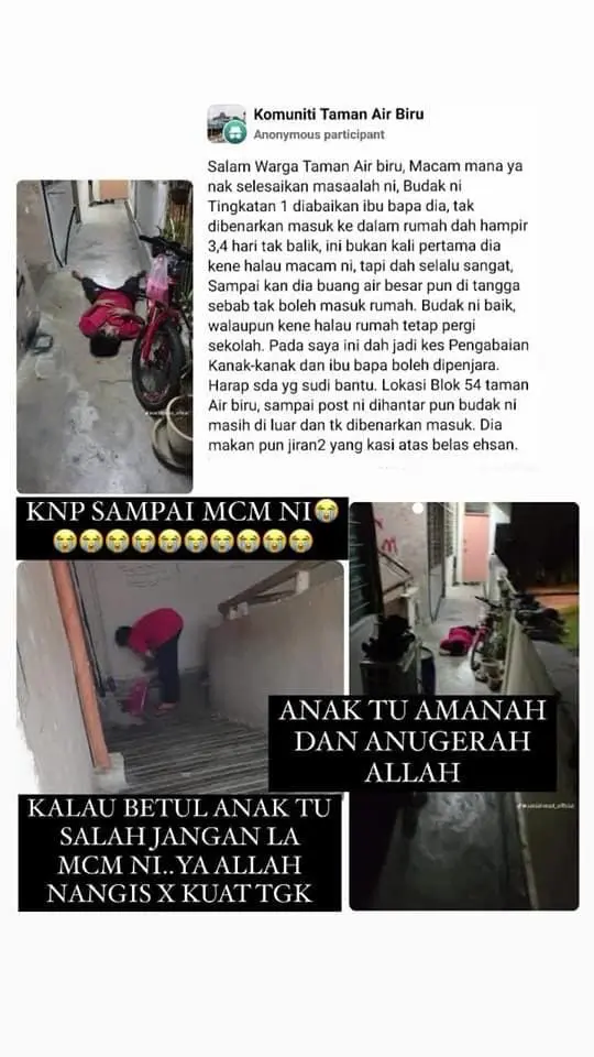 child neglect notice - july 2024 - komuniti taman air biru