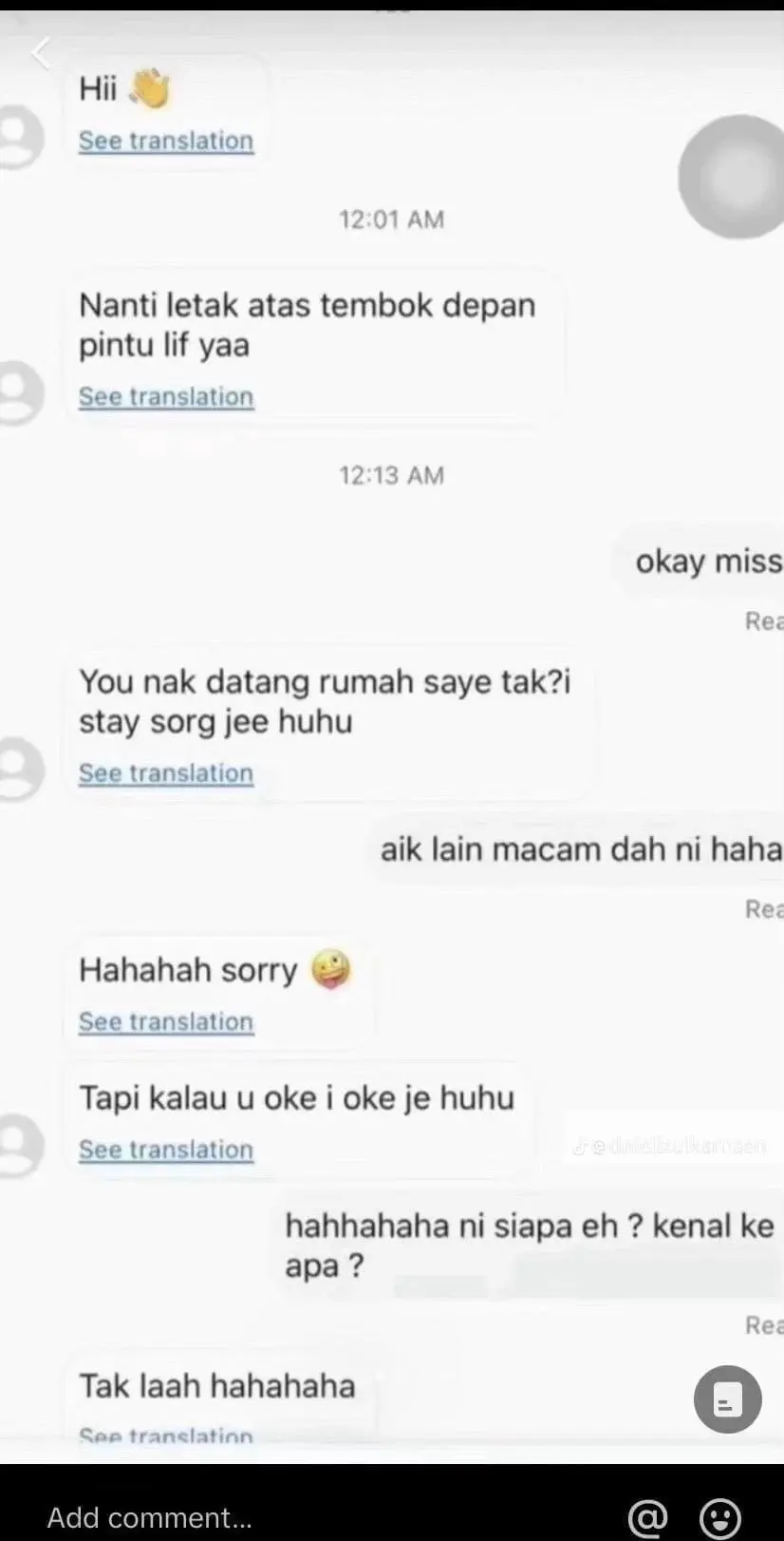 lewd conversation between rider and customer