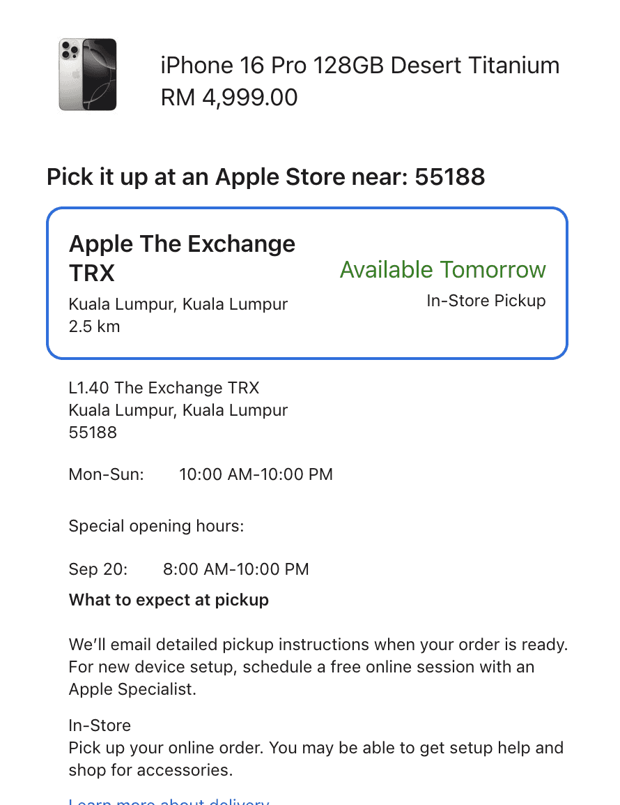 iPhone 16 Available to Pick up tomorrow