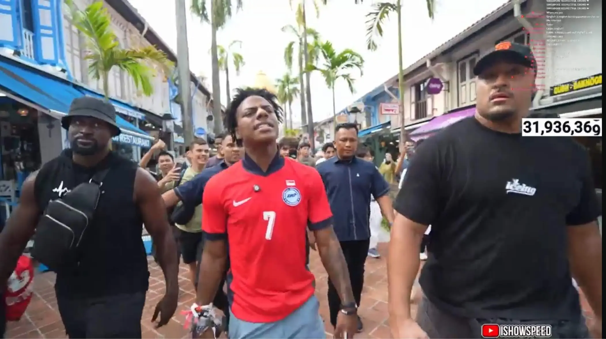 IShowSpeed walking at a street at Singapore