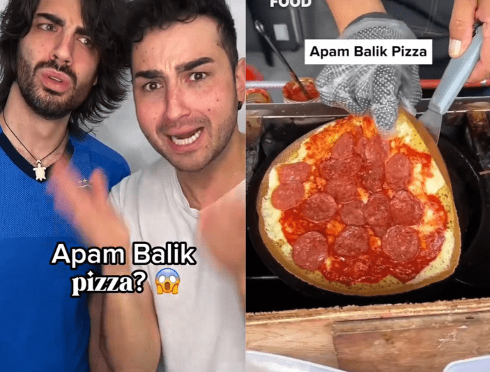 Italian content creators react to apam balik pizza