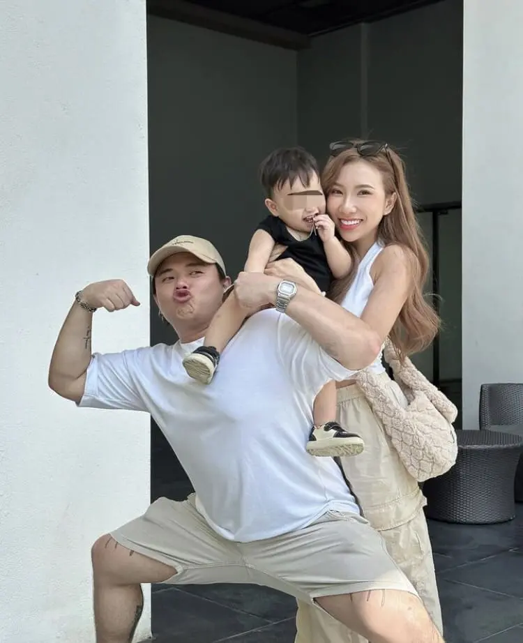 Jasmine Yong with her husband & son