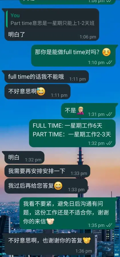 Job seeker ask for part time job 4