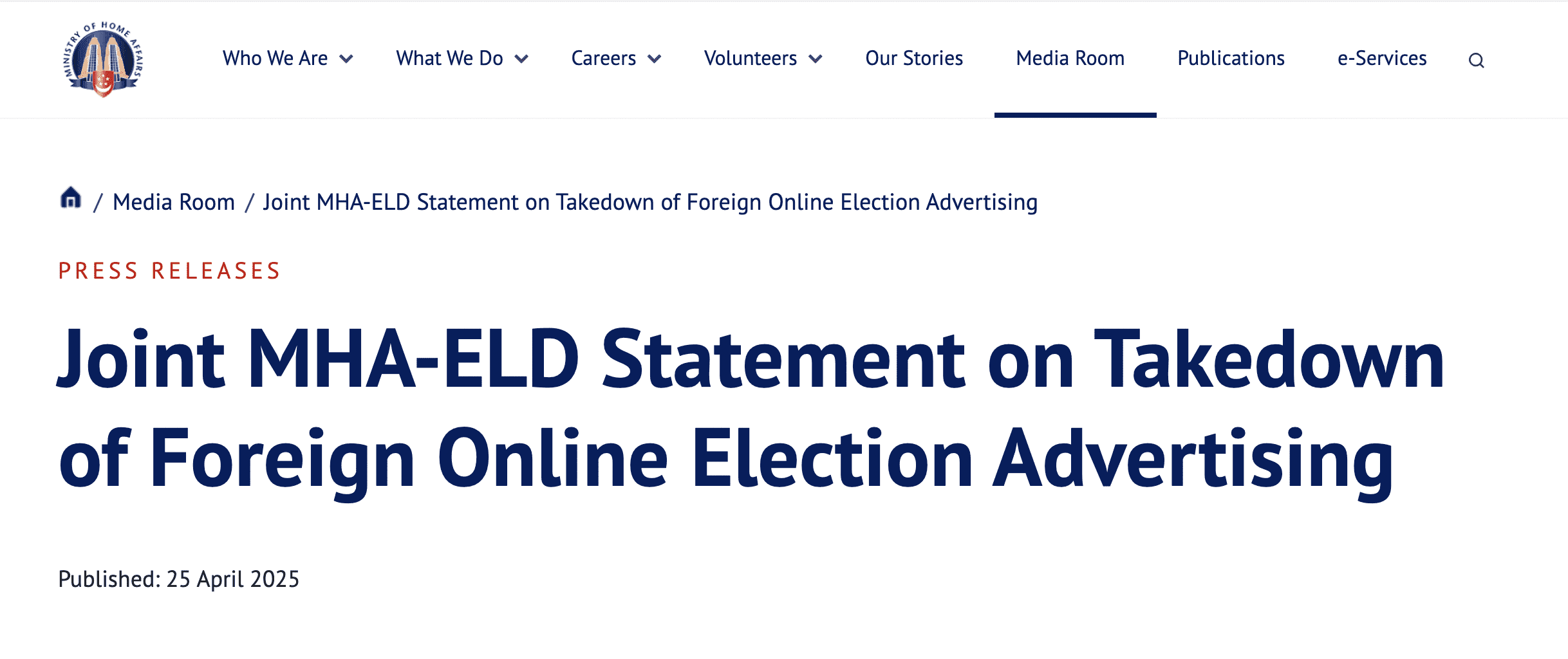 Joint Statement by SG MHA