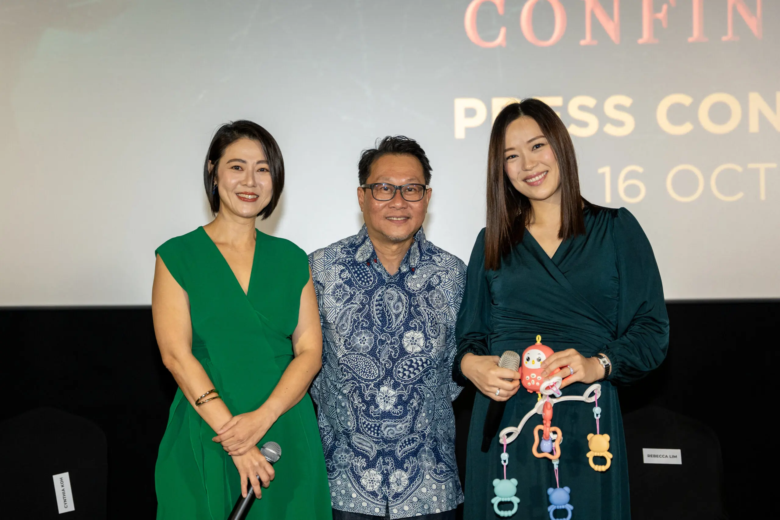 Kelvin Tong, Rebecca Lim and Cynthia Koh at Confinement PC Malaysia