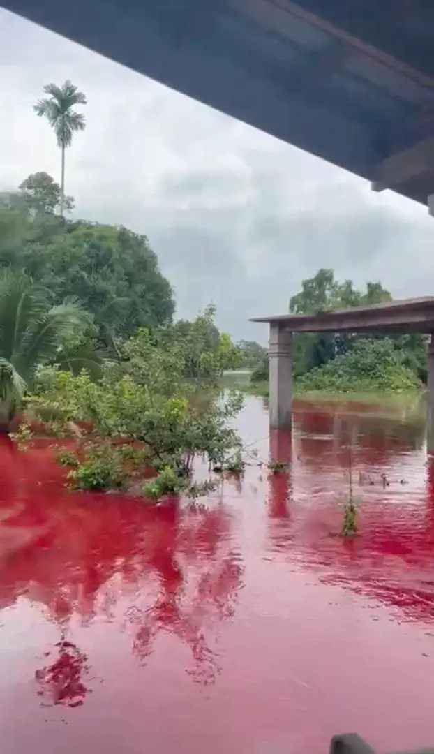 kelantan floodwater changed into red colour