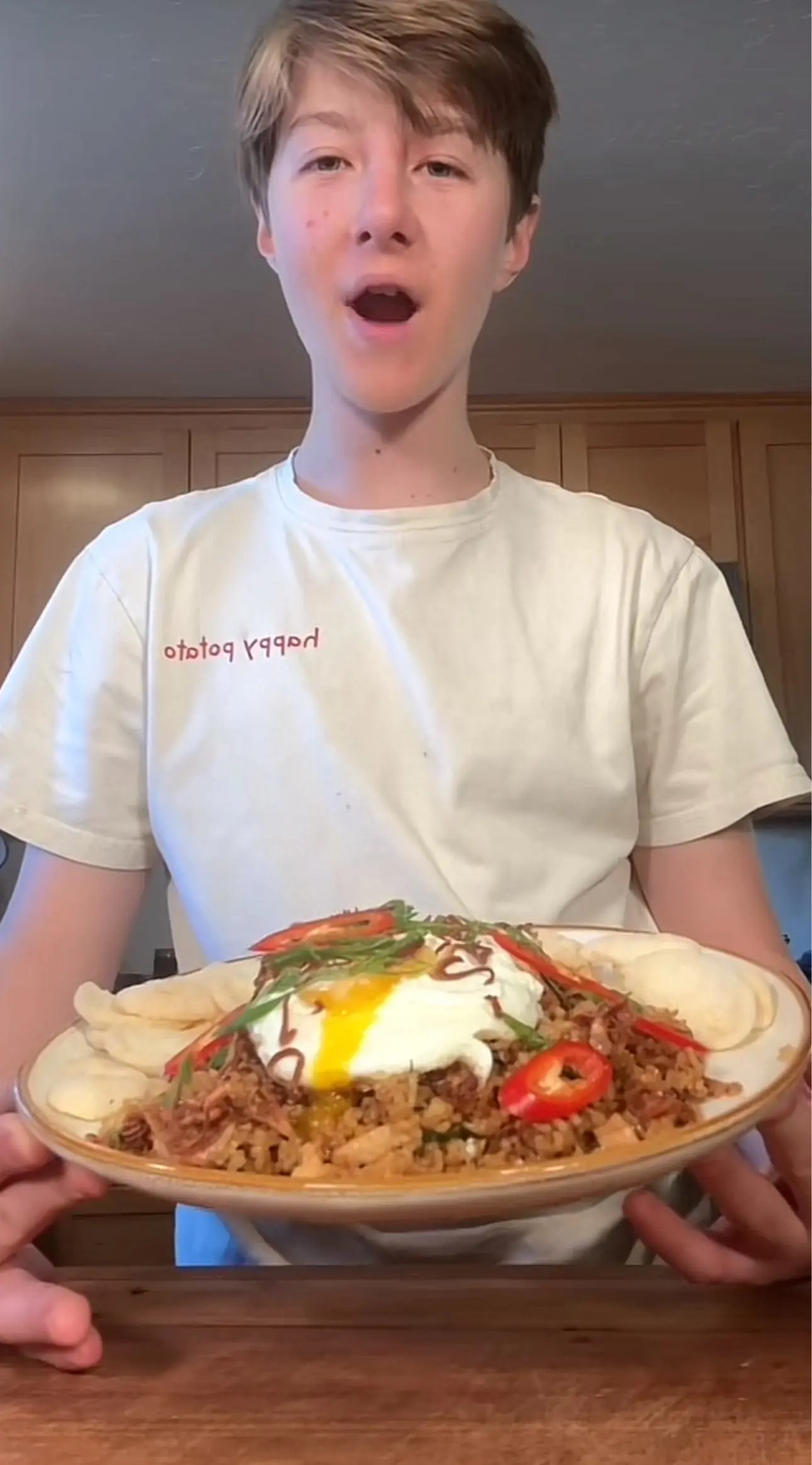 Kian with his Nasi Goreng