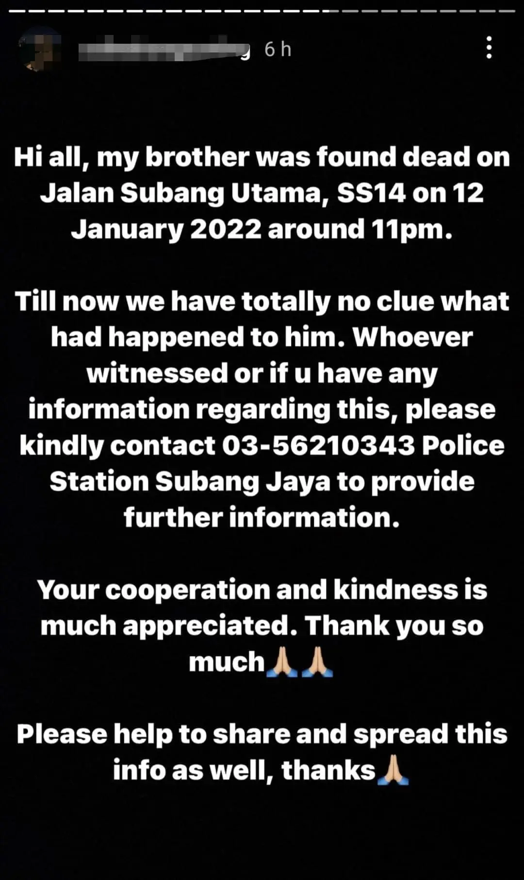 Sister of 19yo student who mysteriously died on the side of the road pleads for witnesses to come forward