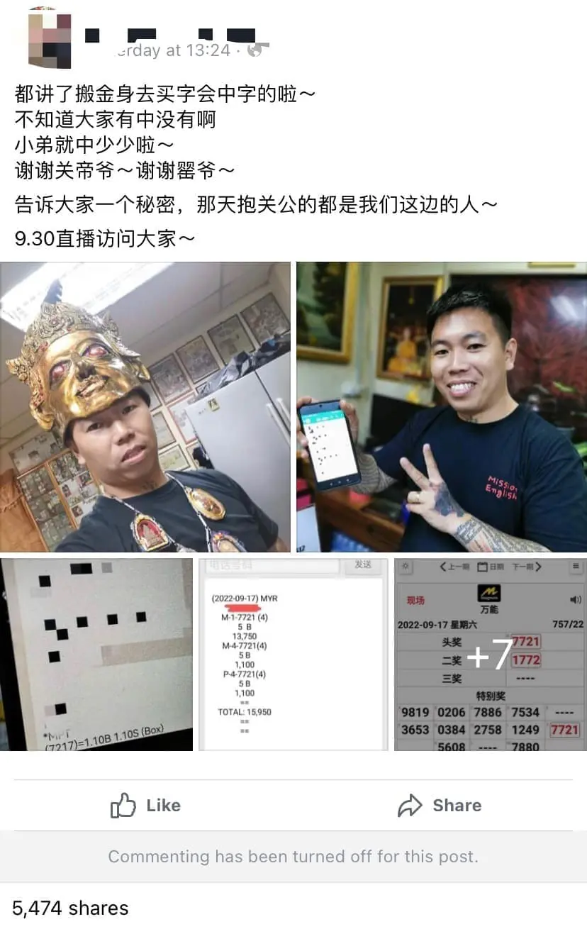 M'sians Spotted Carrying Statues Of Thai Deity While Placing Bets At Puchong Betting Centre