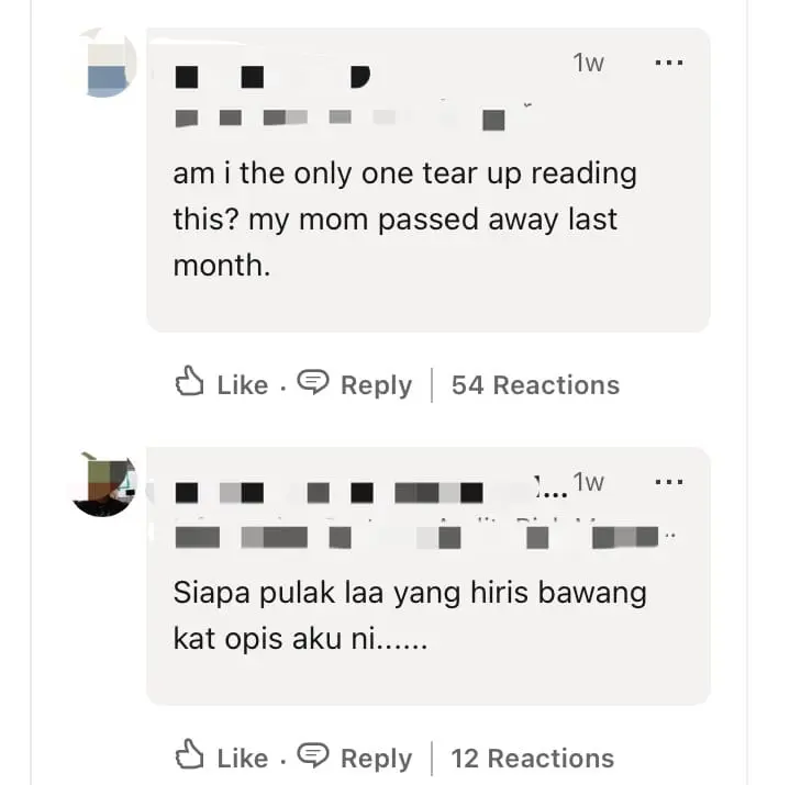 "Can I Hug You?" — M'sian Woman Shares Heartfelt Convo Between A Stranger & Her Mum In LinkedIn Post comment 1