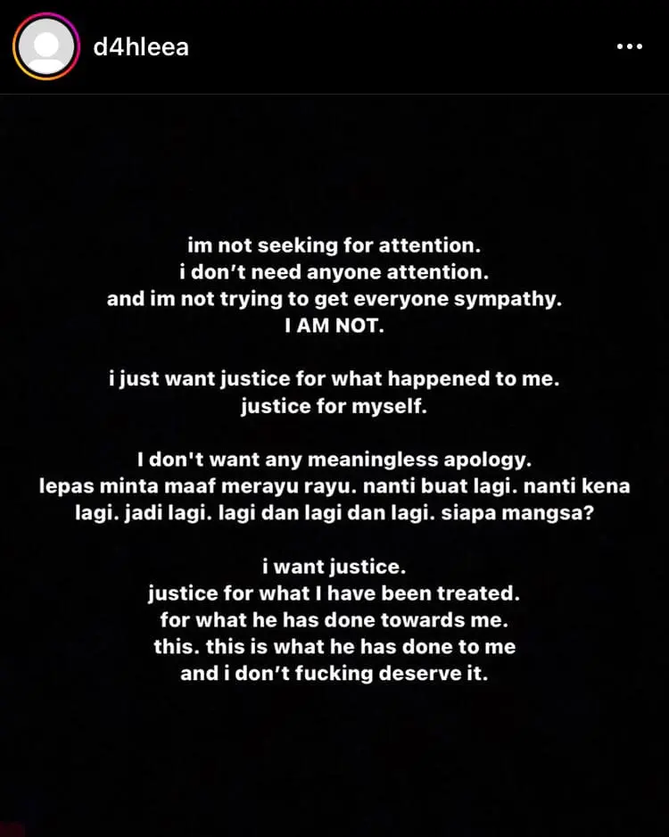 Dahlia's Instagram story