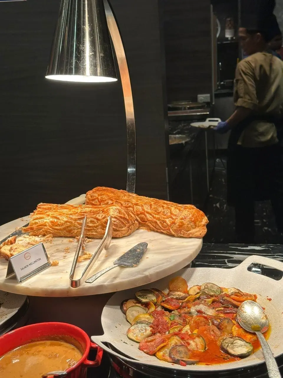 Salmon wellington and ratatouille