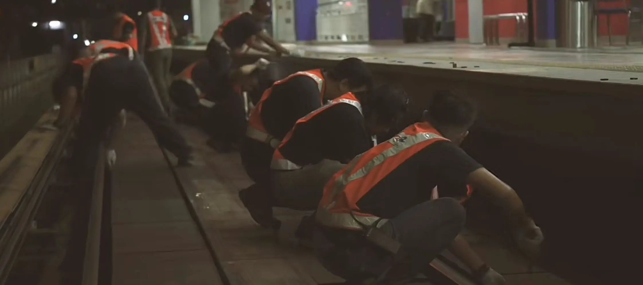 Contractors help to fix the LRT trails midnight 