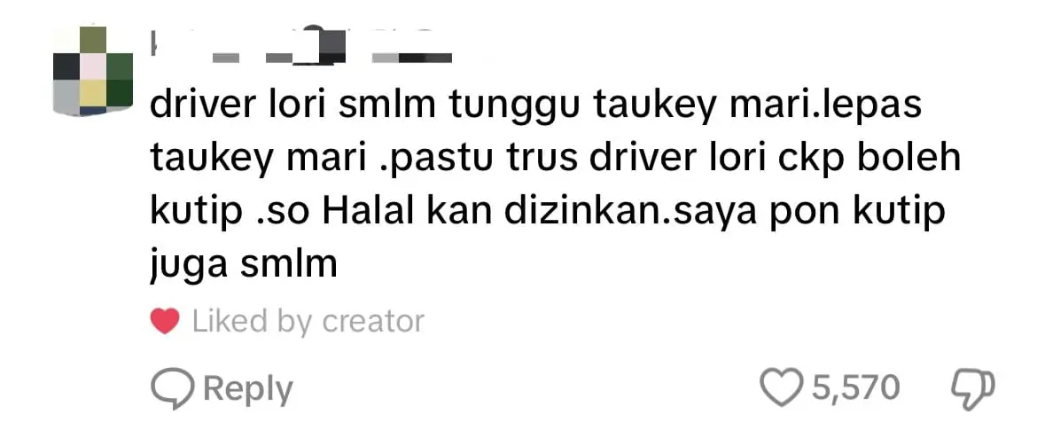 M'sians Seen Picking Sotong From The Roadside After Lorry Carrying It Overturns comment 2