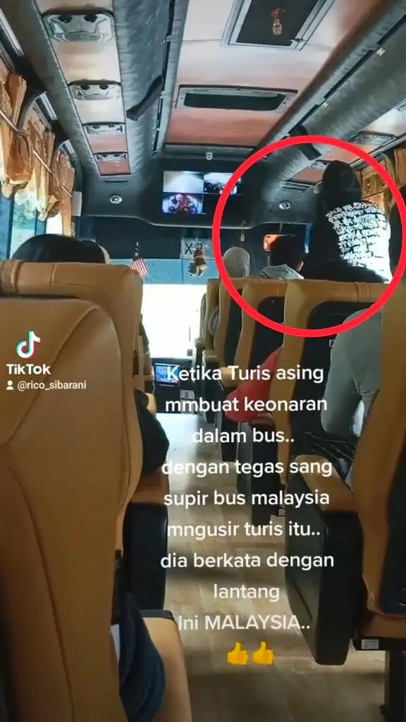 Arab tourist gets up from seat