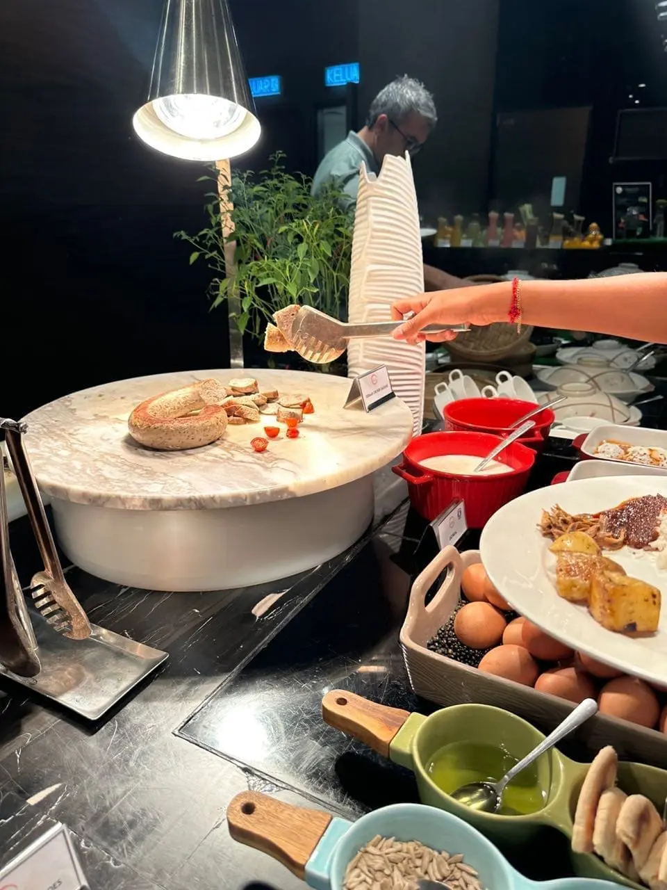 German sausage in a buffet setting