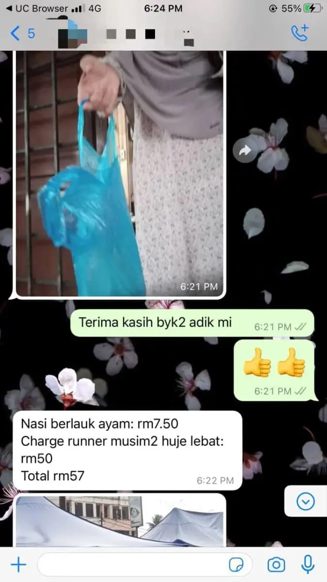Rider charges M'sian woman RM50 delivery fee for making him send food during heavy rain